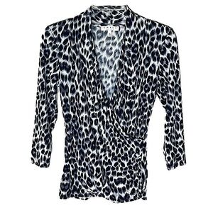 ❤️ CHAUS New York Leopard Print Blouse Size S